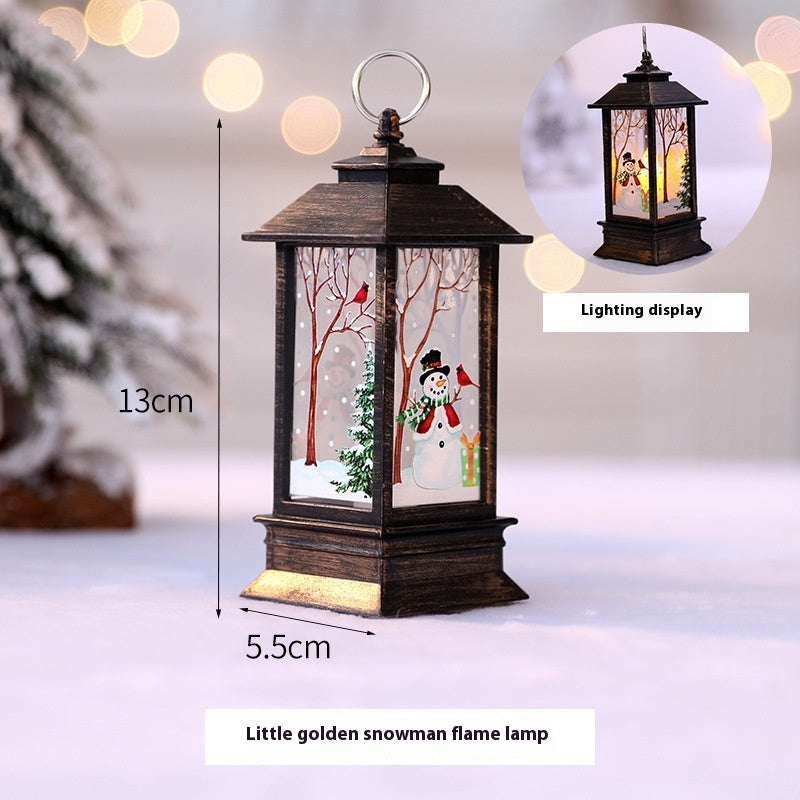 Christmas Portable Oil Lamp Santa Claus LED Night Lights Battery Powered Indoor Outdoor Hanging Lanterns Festive Party Decoration